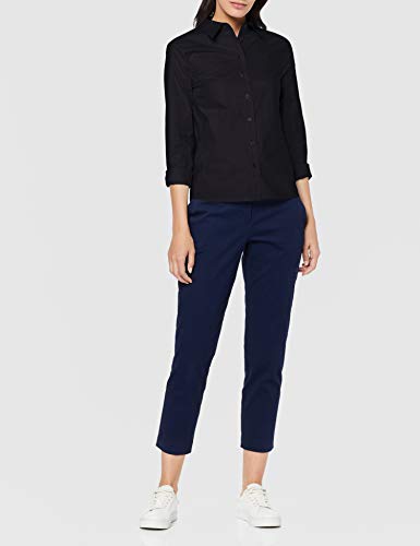 Marca Amazon - MERAKI Camisa de Manga Larga de Algodón Mujer, Negro (Black), 40, Label: M