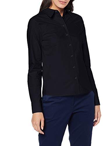 Marca Amazon - MERAKI Camisa de Manga Larga de Algodón Mujer, Negro (Black), 40, Label: M