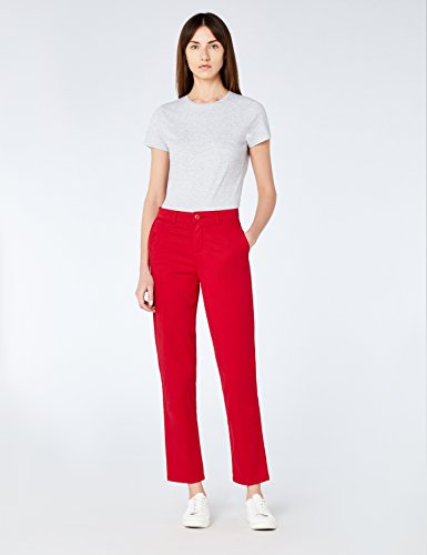 Marca Amazon - MERAKI Pantalones Chinos Estrechos Mujer, Rojo (Racing Red: 19-1763 Tcx), 38, Label: S