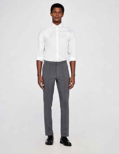 Marca Amazon - MERAKI Pantalones con Pinzas Vestir Skinny Fit Hombre, Gris (Grey 103), 38W / 34L, Label: 38W / 34L