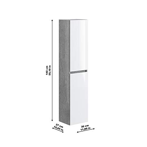 Marca Amazon - Movian Argenton - Columna de baño, 30 x 27 x 140 cm, gris