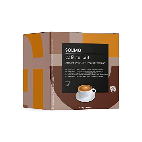 Marca Amazon - Solimo - Dolce Gusto Café au lait, café certificado UTZ, 96 cápsulas (6 x 16)