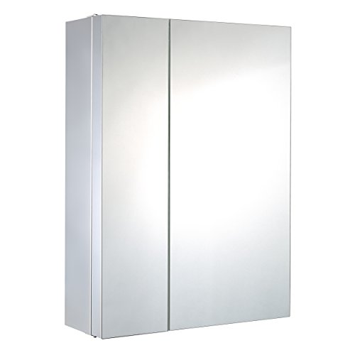 Mari Home Mueble de Baño con Espejo - Estantería con Puertas Espejo - Armario de Pared con Estante Inoxidable - Gabinete para Decoración Moderna de Baño, Ducha, Lavabo - 430 x 160 x 590 mm