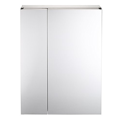 Mari Home Mueble de Baño con Espejo - Estantería con Puertas Espejo - Armario de Pared con Estante Inoxidable - Gabinete para Decoración Moderna de Baño, Ducha, Lavabo - 430 x 160 x 590 mm