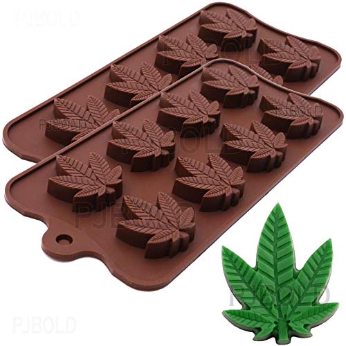 Marijuana Cannabis - Moldes de silicona para ollas de chocolate, chocolate, gomitas y gomitas (2 unidades)