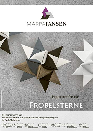 MarpaJansen Estrellas de frutas, Papel, Negro, blanco, gris envejecido, marrón acanalado, 1 x 30 cm