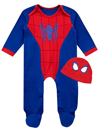 Marvel Conjunto Pijama Entera con Gorro para Niños Bebés El Hombre Araña Azul 9-12 Meses