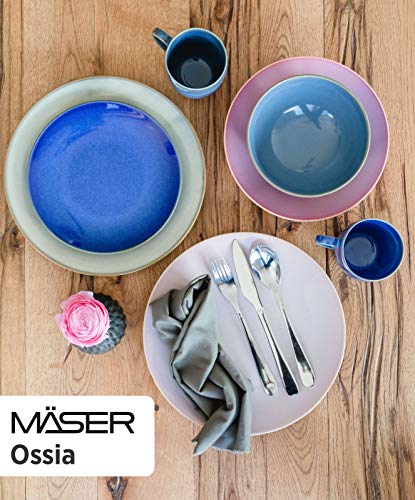 MÄSER 931545 Ossia - Vajilla para 4 personas (porcelana, 16 piezas), diseño mediterráneo, color rosa