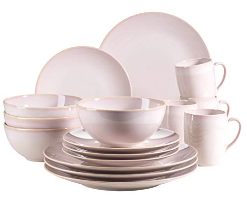 MÄSER 931545 Ossia - Vajilla para 4 personas (porcelana, 16 piezas), diseño mediterráneo, color rosa