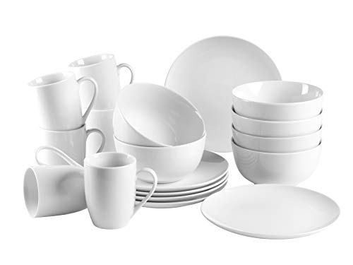 MÄSER Barca Vajilla de desayuno para 6 personas, 18 piezas. Set, porcelana, Blanco