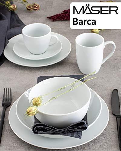 MÄSER Barca Vajilla de desayuno para 6 personas, 18 piezas. Set, porcelana, Blanco