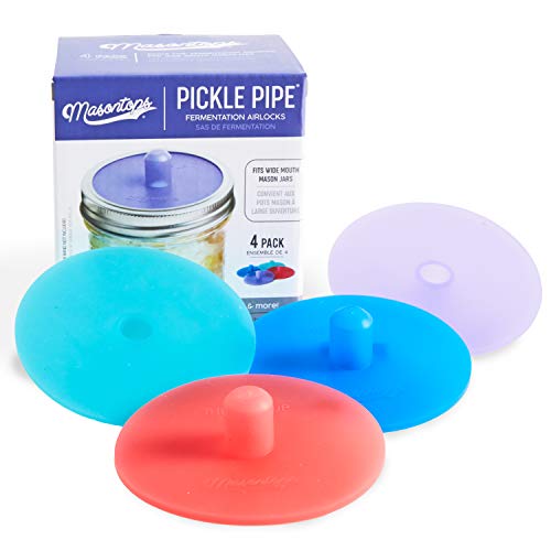 Masontops Pickle Pipes - Esclusas de Aire Impermeables para Fermentación - Boca Ancha Tapa para frasco de fermentación Mason - Tapa de Silicón Premium