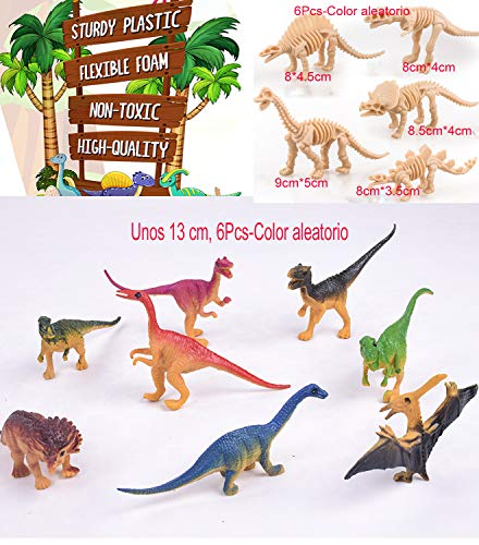 Mattelsen 52 Pcs Granel Juguetes de Dinosaurios Surtidos Aspecto Realista - Juguete de Dedo, Pulsera, Tatuajes y Silbato para Niños Dinosaurios de Cumpleaños Piñata Rellenos y Bolsas Regalo de Fiesta