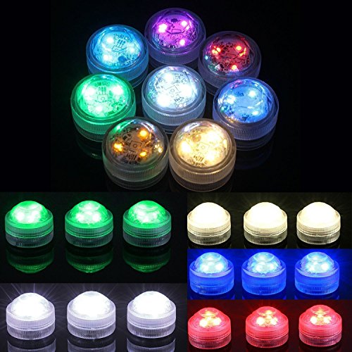 MAVIE 10 pcs Sumergible Luces LED Luces Subacuáticas Impermeable SMD 3528 RGB Humor Luces con Control Remoto IR para Vaso, Tazones, Piscina, Acuario y Decoración de Fiesta