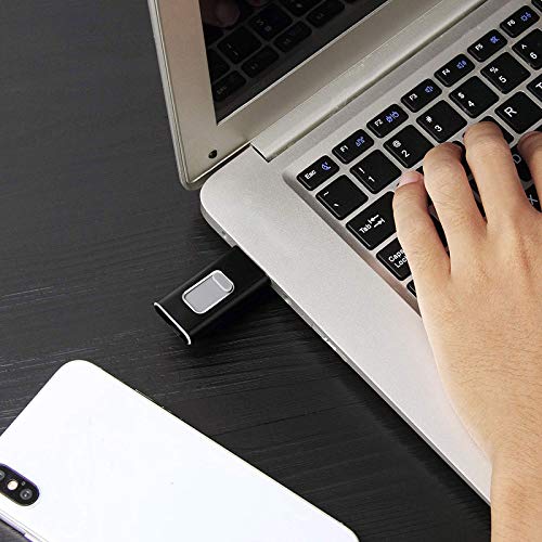 maxineer 256GB Memoria USB Pendrive para iPhone Android iPad iPod Computadoras Laptops 3 en 1 Flash Drive USB 3.0 (Negro)