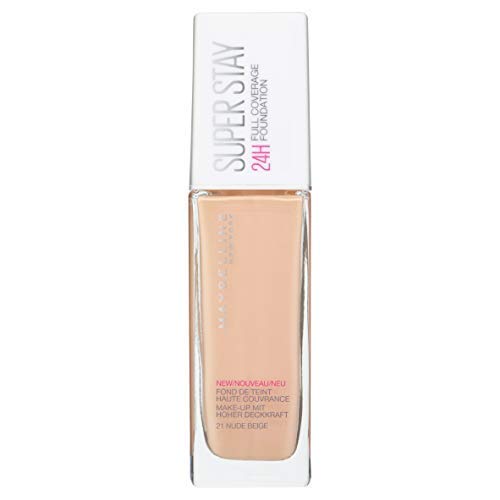 Maybelline New York Base de Maquillaje Superstay 24H Cobertura Total, Tono 21 Nude Beige - 1 Unidad