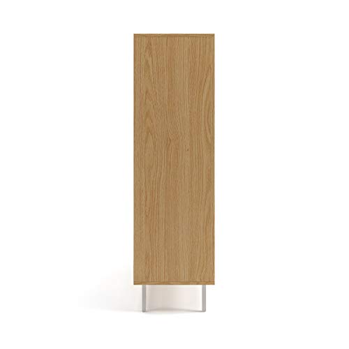 Mc Haus KUMA - Estanteria Madera Natural y Blanco, Librería de pared Salón Comedor Dormitorio de diseño Nórdico con 3 estantes para almacenaje y 3 puertas 100x40x135cm