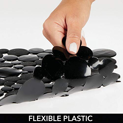 mDesign Alfombrillas antideslizantes para recortar – Base para fregadero grande con diseño de pompas de jabón – Tapetes protectores de PVC para la vajilla y el fregadero – negro