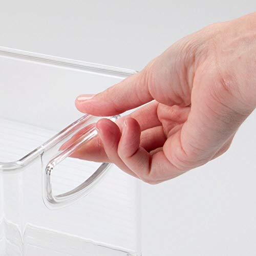 mDesign bandejas de plastico para CDs – Estanteria para CDs, DVD o videojuegos – Pack de 4 Porta CDs transparente con asas