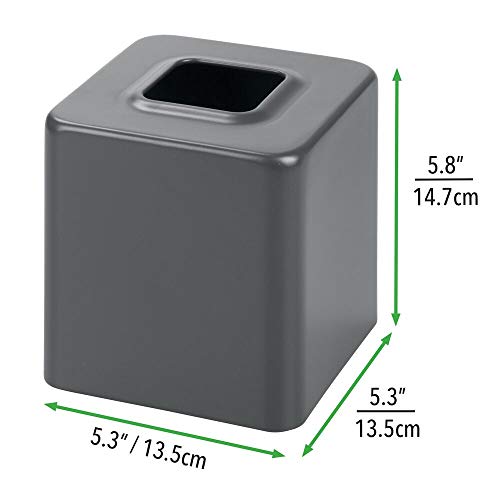 mDesign Caja cuadrada para pañuelos descartables – Caja para pañuelos de papel tisu – Contenedor para pañuelos desechables – Gris mate