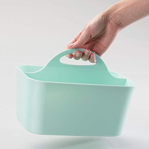 mDesign Cesta de bebé – Cesta organizadora de juguetes, champú, termómetro, cremas - Bolsa de bebé color menta