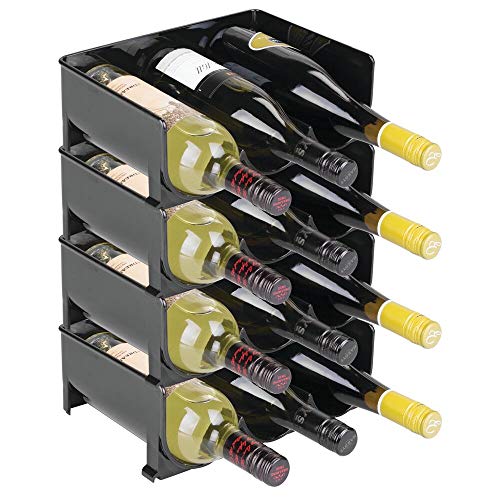mDesign Estante para botellas – Ahorre espacio gracias a este botellero apilable y tenga siempre ordenadas sus botellas de vino – Perfecto botellero para 12 botellas