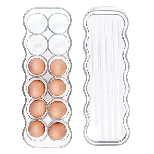 mDesign Huevera de plástico para la nevera – Envase para huevos con tapa con capacidad para 12 huevos – El complemento de cocina imprescindible – Color: transparente