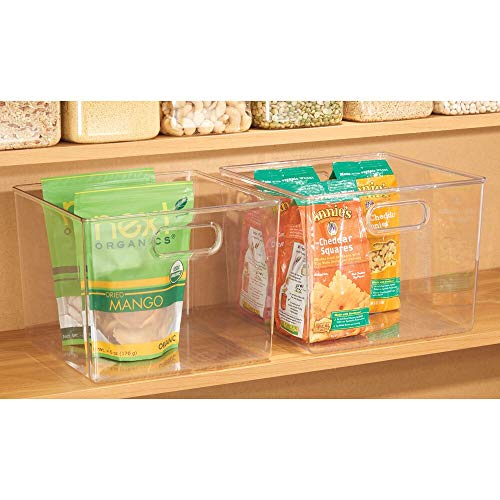 mDesign Juego de 2 Cajas organizadoras para la Nevera – Caja de Almacenamiento para Fruta, conservas, medicinas y más – Gran Organizador de plástico sin BPA para Cocina y despensa – Transparente