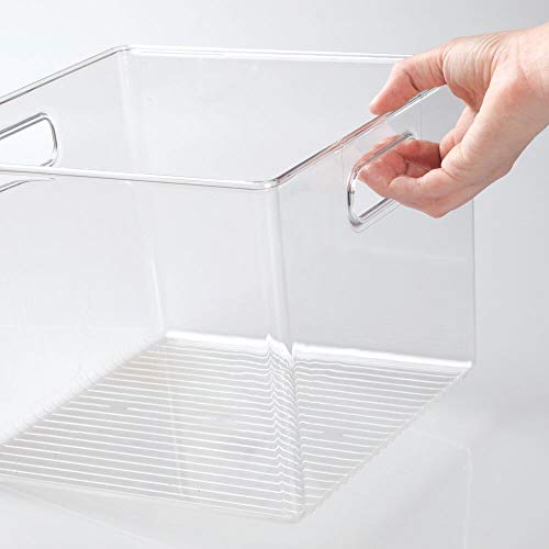 mDesign Juego de 2 Cajas organizadoras para la Nevera – Caja de Almacenamiento para Fruta, conservas, medicinas y más – Gran Organizador de plástico sin BPA para Cocina y despensa – Transparente