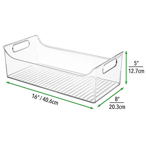 mDesign Juego de 2 cestas organizadoras para cuarto de bebé – Contenedor plástico grande con prácticas asas y sin tapa – Caja para juguetes o pañales en plástico libre de BPA – transparente