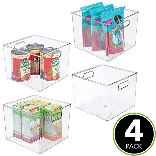 mDesign Juego de 4 Cajas organizadoras para la Nevera – Caja de Almacenamiento para Fruta, conservas, medicinas y más – Gran Organizador de plástico sin BPA para Cocina y despensa – Transparente