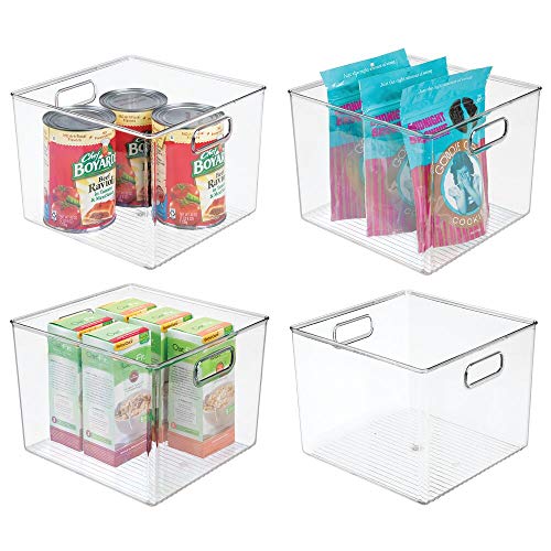 mDesign Juego de 4 Cajas organizadoras para la Nevera – Caja de Almacenamiento para Fruta, conservas, medicinas y más – Gran Organizador de plástico sin BPA para Cocina y despensa – Transparente