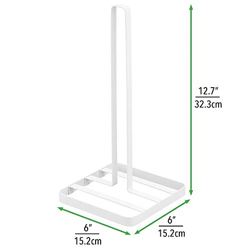 mDesign Portarrollos de cocina sin taladro – Práctico soporte para papel de cocina – Elegante porta rollo de cocina con base – blanco