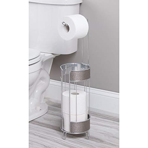 mDesign Portarrollos de pie – Moderno soporte para papel higiénico – Elegante portarrollos para baño con capacidad para 3 rollos de papel – plateado