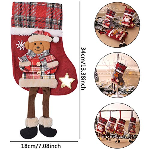 Medias de Navidad BESTZY 4PCS Christmas Stocking Calcetines Decoración Navideña Caramelo Regalo Bolsa Calcetín de navidad