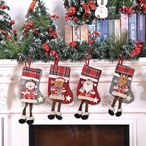 Medias de Navidad BESTZY 4PCS Christmas Stocking Calcetines Decoración Navideña Caramelo Regalo Bolsa Calcetín de navidad