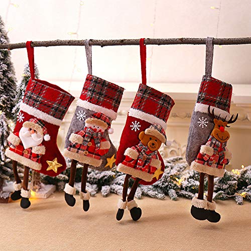 Medias de Navidad BESTZY 4PCS Christmas Stocking Calcetines Decoración Navideña Caramelo Regalo Bolsa Calcetín de navidad