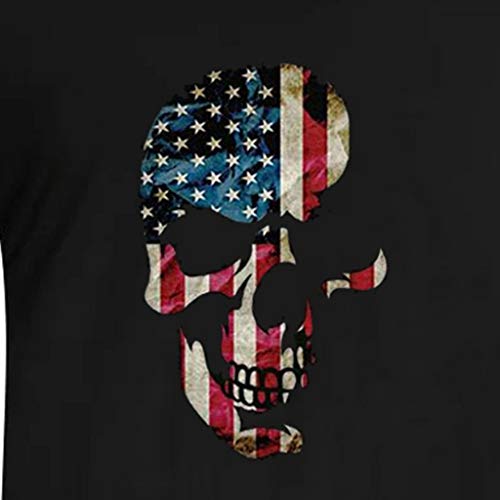 MEIbax Bandera de la Moda de impresión Camiseta de Cuello Redondo Hombre Verano Debe Manga Corta Simple de Hombres Cómodo y Transpirable Tops Hombre Ropa Deportiva Hombres Camisa Jersey (M, Negro A)