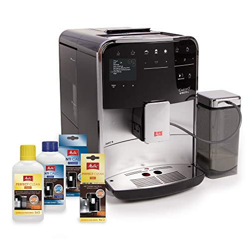 Melitta Barista TS Smart F850-101, Cafetera Automática con Molinillo Silencioso, Bluetooth, Pantalla Táctil, Personalizable, 21 Recetas, Plata