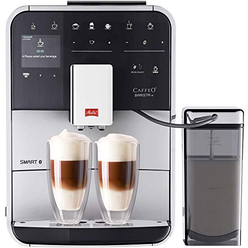 Melitta Barista TS Smart F850-101, Cafetera Automática con Molinillo Silencioso, Bluetooth, Pantalla Táctil, Personalizable, 21 Recetas, Plata