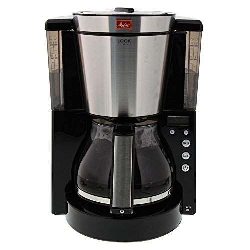 Melitta Look Timer Cafetera de Filtro, 1000 W, 1.25 litros, Vidrio, Negro