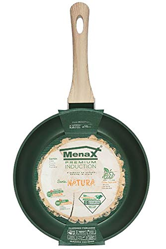 Menax Natura - Sartén de Aluminio Forjado - 5 Capas Antiadherente - Full Inducción - Diámetro 20 cm - Verde Esmeralda - Diseñado en España