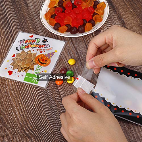 MengH-SHOP Bolsas de Dulces de Halloween Bolsas de Galletas de Celofán Bolsas de Caramelo Autoadhesivas para la Fiesta de Halloween Artesanías Hechas en Casa (4 Estilos) 400 Piezas