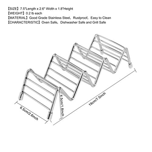 MengH-SHOP Soporte para Taco de Acero Inoxidable Taco Shell Soportes Alimentos de Estantes para Duros o Blandos Tacos Mexicanos Burritos Sandwiches 2 Piezas