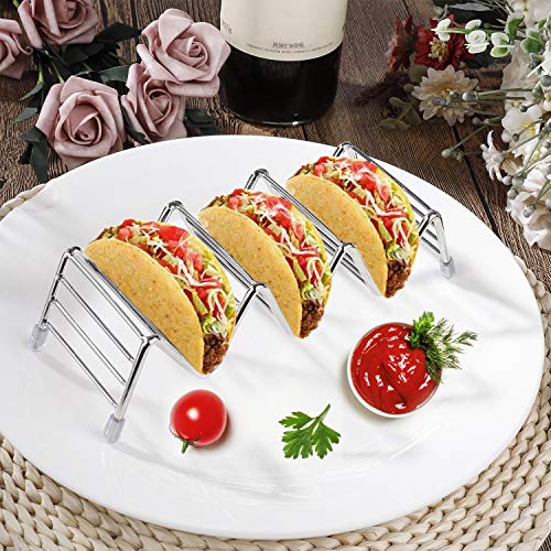 MengH-SHOP Soporte para Taco de Acero Inoxidable Taco Shell Soportes Alimentos de Estantes para Duros o Blandos Tacos Mexicanos Burritos Sandwiches 2 Piezas