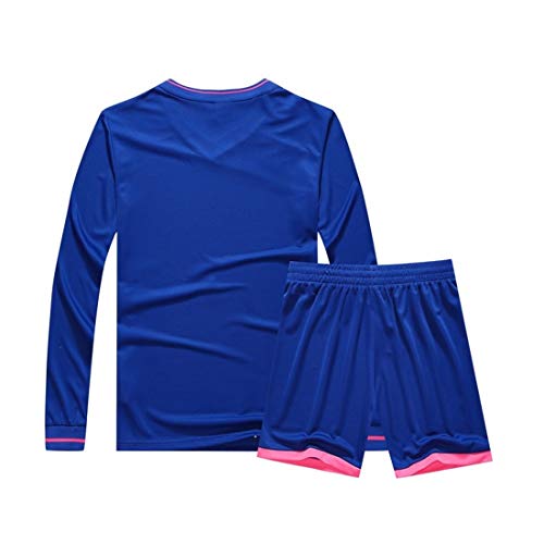 MENGMIAN - Traje de fútbol de manga larga para hombre, 2 unidades, ajuste regular, para entrenamiento, uniformes de equipo personalizados para el juego (azul marino, S)