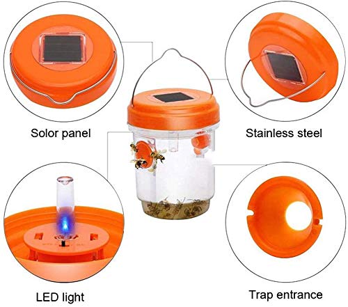 Mengya Wasp Trap Catcher Chaquetas Amarillas de Avispones Super Eficaz con Luz Solar Ledtrampas Efectivas Reutilizables