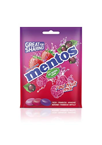 Mentos Mix Frutos Rojos, Caramelo Masticable con Zumo de Frutas - Bolsa de 160 gr.