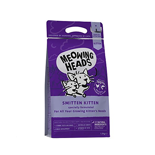 Meowing Heads Comida Seca para Crías De Gato-Smitten Kitten-100% Natural, Pescado Y Pollo Sin Aromas Artificiales, Ayuda A Mejorar El Desarrollo Cerebral Saludable, 1.5 Kg, 1,5 kg