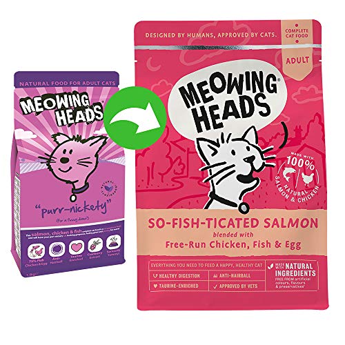 Meowing Heads Comida Seca para Gatos-So-Fish-Ticated Salmon-100% Natural, Salmón Y Pollo Sin Aromas Artificiales, Ayuda A Mejorar La Digestión, 1.5 Kg, 1,5 kg